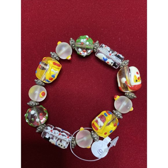 Holiday Christmas Themed Glass Bead Stretch Bracelet - Picture 1 of 1